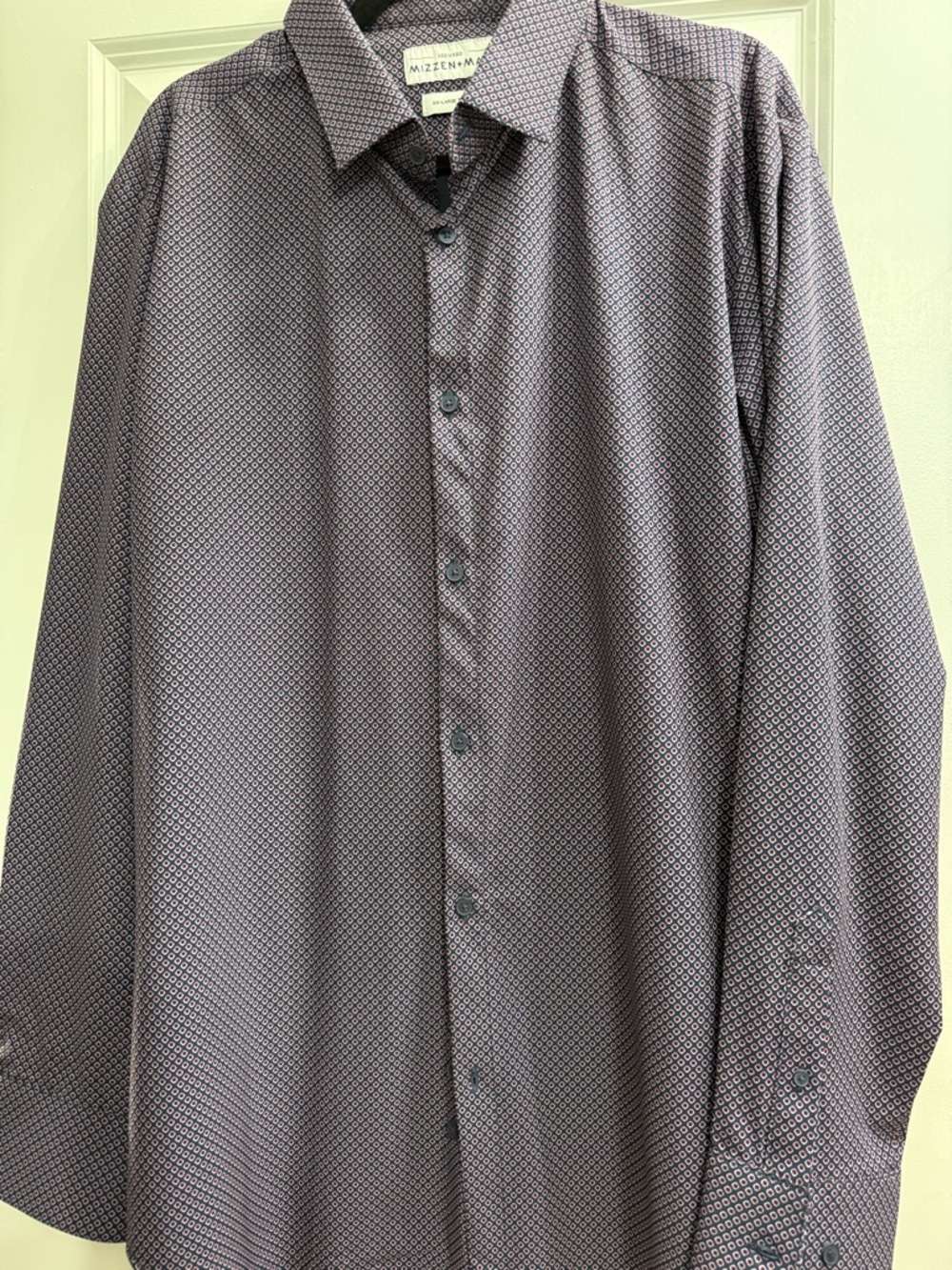 Mizzen+Main Purple Micro-Pattern Long Sleeve Dress Shirt